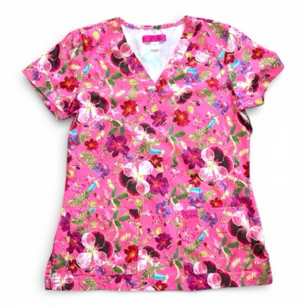 Betsey Johnson floral Scrub Top size S